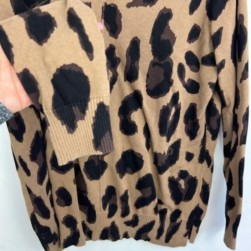 WE By living in yellow leopard print pull over sweater size small